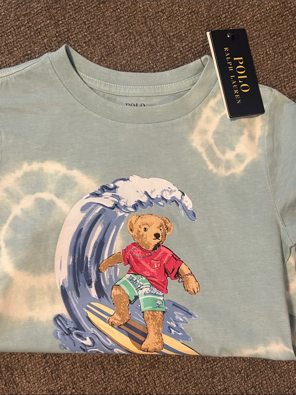 Ralph Lauren Light Aqua Tie-Dye Polo Surf Tee high demand 50% OFF SEND OFFERS